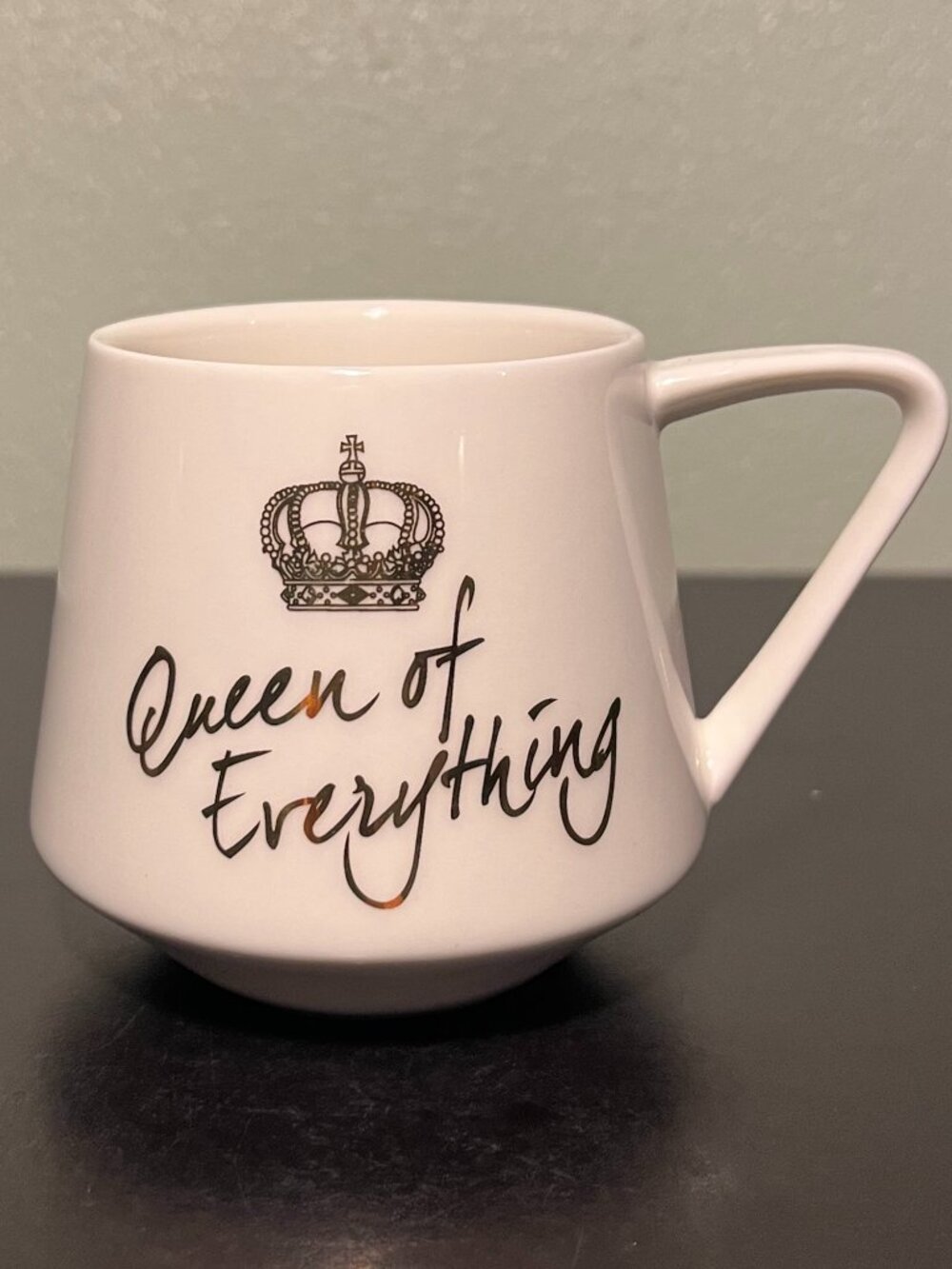 QUEEN OF EVERYTHING Posh Persona Crown Porcelain Coffee Cup Mug Metallic Gold